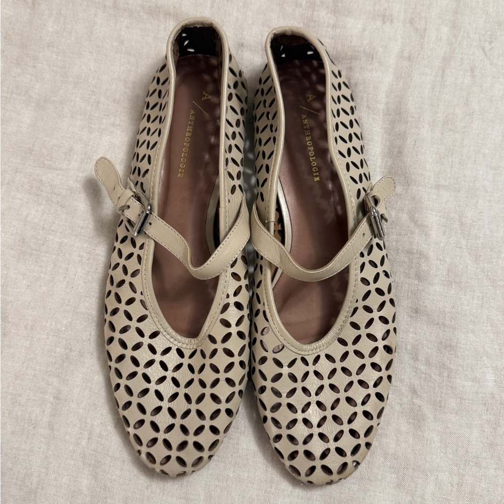 Anthropologie Taupe Cutout Flats